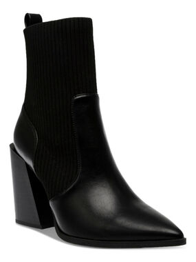 Wild Pair 8.5 Trinity Black Pointed Toe Ankle Boots Pull-On Knit Booties NWT